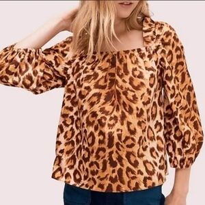 Kate Spade Panthera Leopard Ruffle Top Size Small NWT